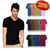 Camisa Gola V Masculina Básica  -  Frete  Grátis