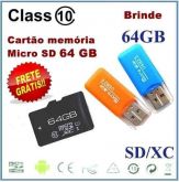 Cartão Memória Micro SD 64GB Classe 10    Frete Grátis